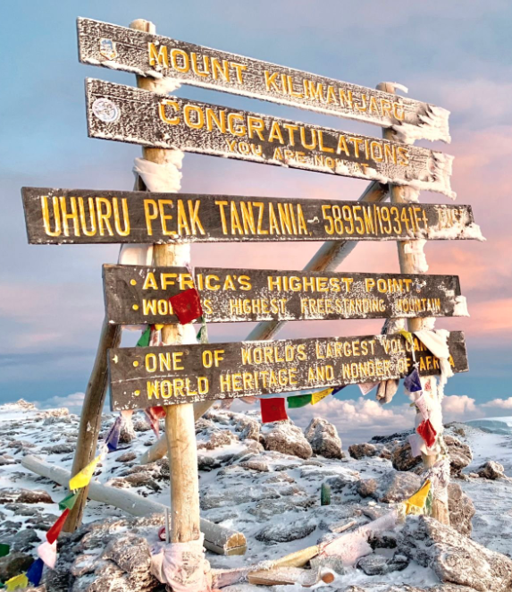 Uhuru Peak summit sign - Africa's highest point
